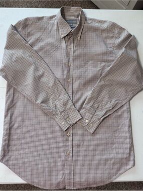 Hickey Freeman Italian Micro-plaid Men's Button-Down Dress Shirt Size Large
